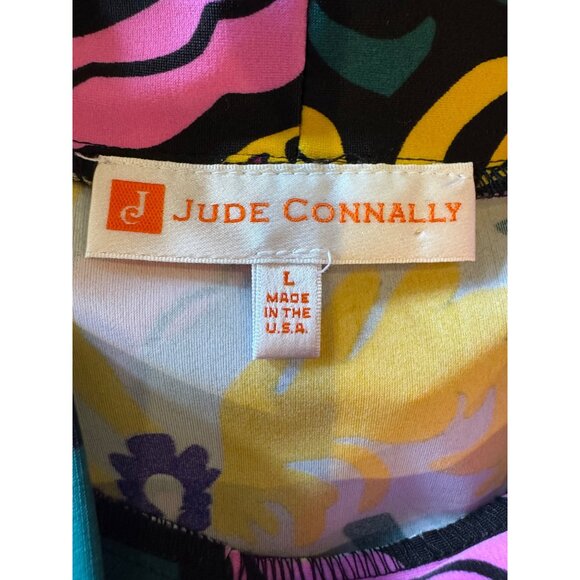 Jude Connally Shirt Women Large Green Purple Floral Jersey Macy Mock Neck Boho - Picture 9 of 10